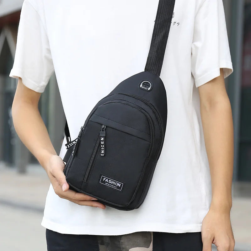 2023 New Multifunctional Chest Bag Men's Fashion Trend Oxford Cloth Shoulder Bag Korean Style Casual Waterproof Messenger Bag